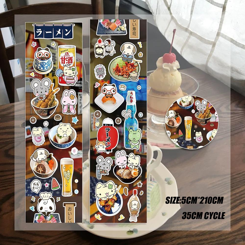 Kawaii Stationery Sticker for Scrapbooking Cute Animal Washi Tape Decor Summer Food Theme Ice Cream Fruit Stickers DIY Craft