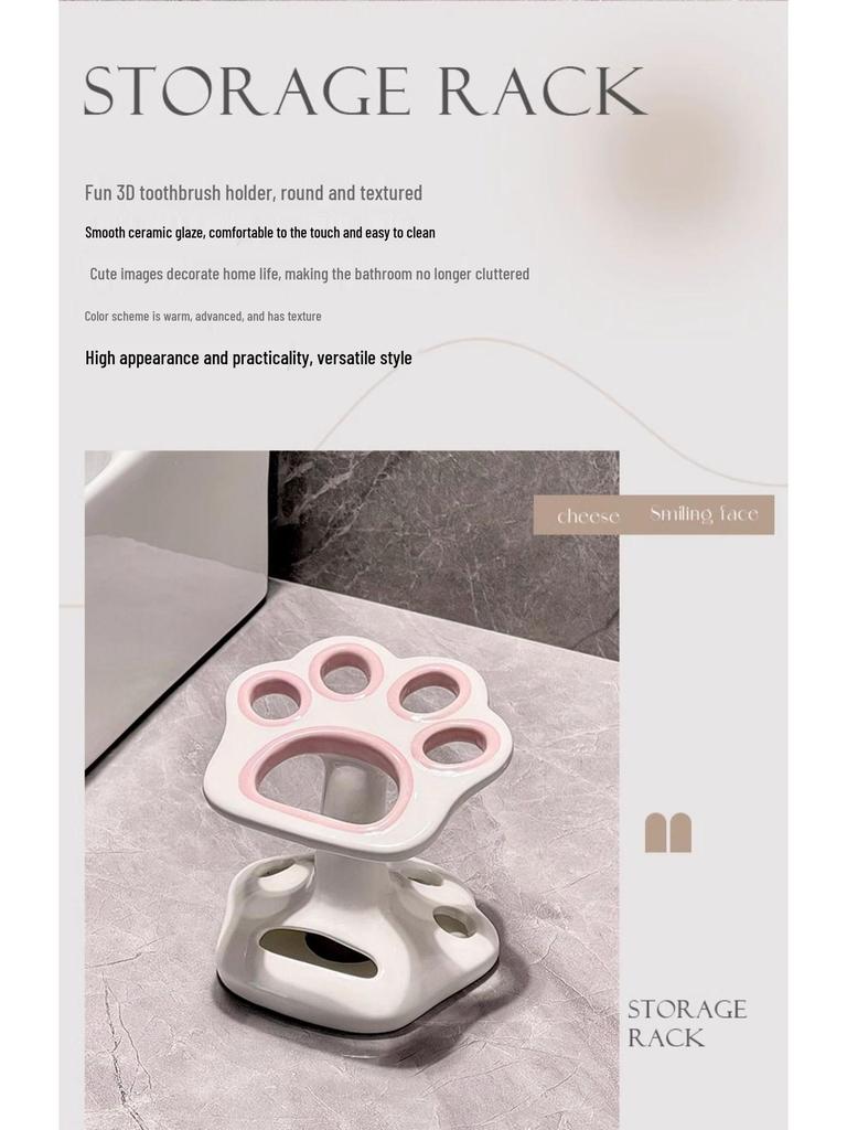 Luksusowy ceramiczny uchwyt na szczoteczki do zębów - Uroczy stojak na toaletkę łazienkową i wieszak na pastę do zębów.