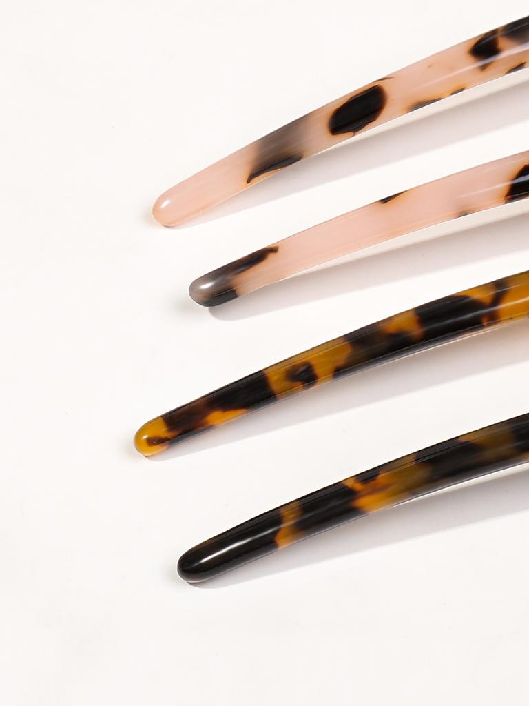 2Pcs Tortoise Shell Hair Pins U Shaped Magic Grip,French Hair Pin Hairstyle Chignon for Women Thick Hair Hair Accessories