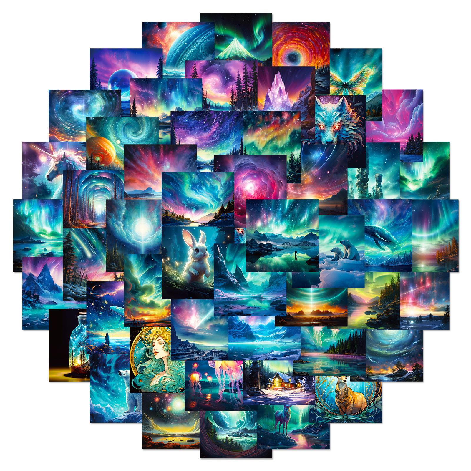 

50 Персонализированные DIY Водонепроницаемые Наклейки для Чемодана, Кружки для Воды, Ноутбука с Пейзажем Авроры