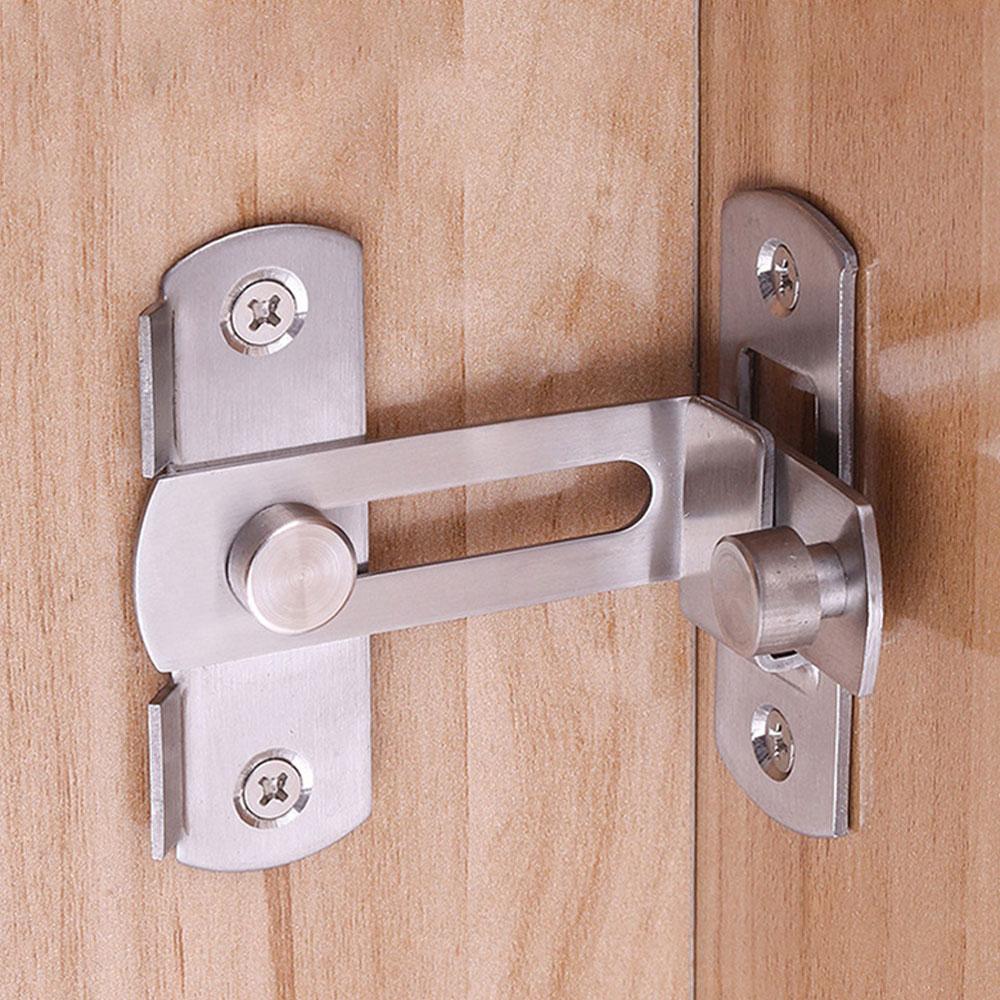Stainless Steel Right Angle Locking Latch Sliding Barn Door Lock Doors Windows Safety Security Home Anti-Theft Guard