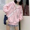 Harajuku Kawaii Růžová jarní a podzimní mikina na zip pro ženy v japonském stylu Roztomilé kreslené béžové sako s kapucí oversize korejské dívčí mikiny