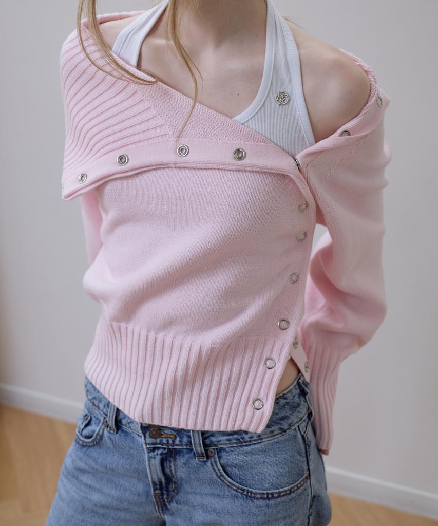 Rosefranz Fold Off Shoulder Knit [Pink]