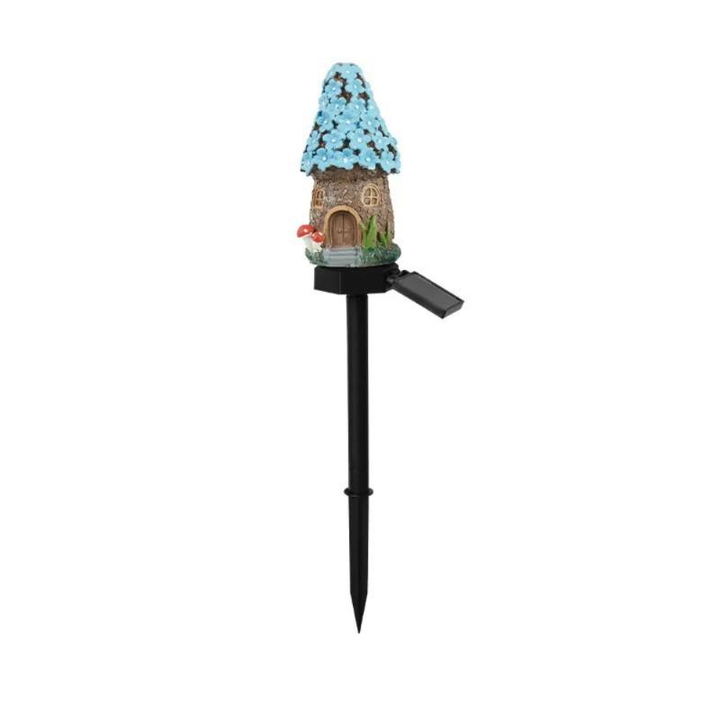 Multi Craft LED Solar Lawn Light Resin Cottage Waterproof Garden Lamp Miniature Fairy House Mushroom Decor for Outdoor Yard Patio Pathway