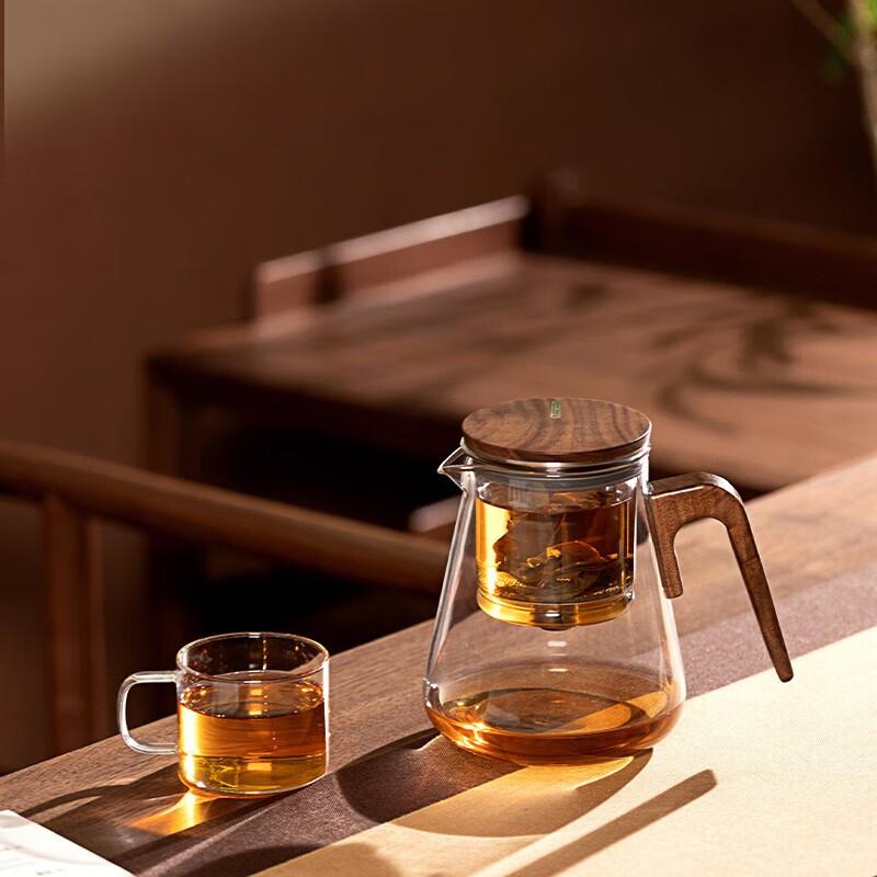 Bonston Elegant Cup Insulation Separation Bubble Teapot Heat-resistant Glass Teapot Simple Filter Tea Cup 500ml