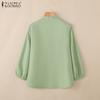 ZANZEA Women Casual V-Neck Solid Color Loose 3/4 Sleeve Blouse