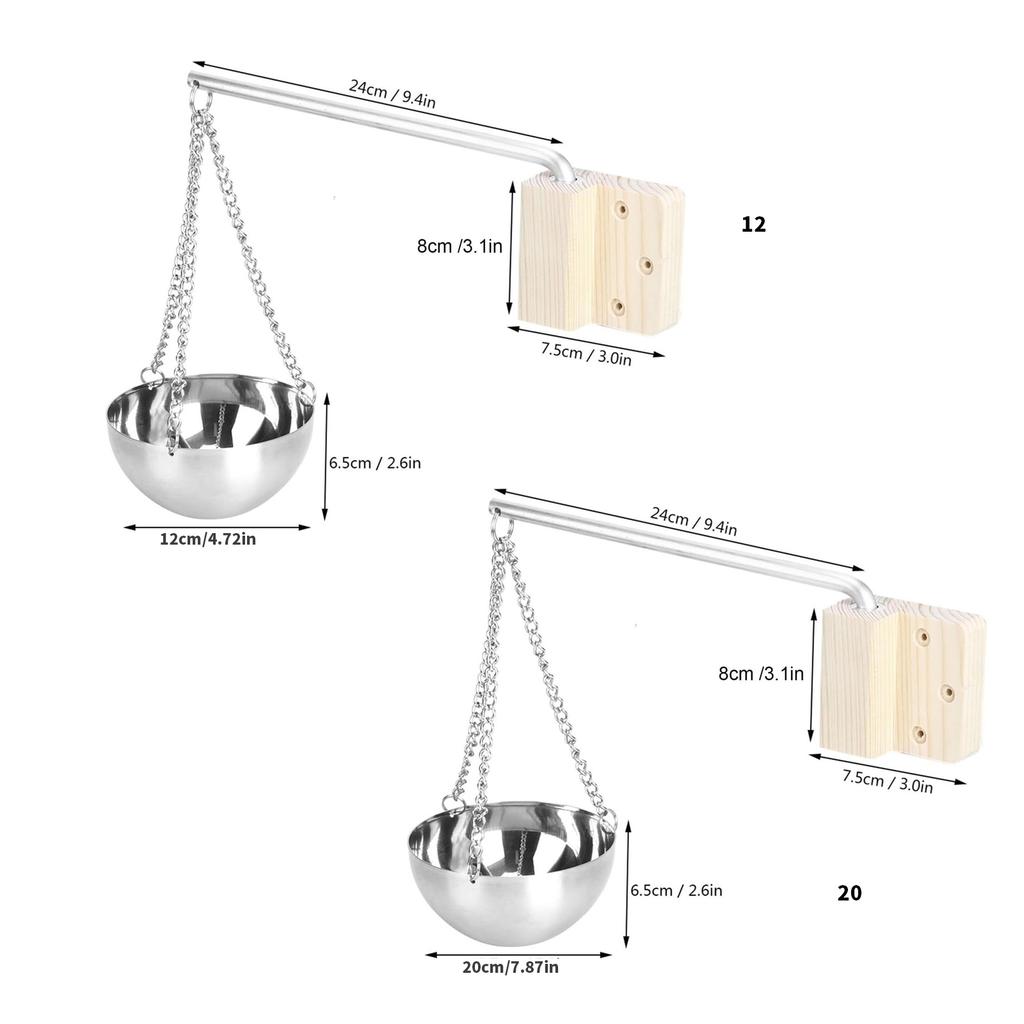 Essential Oil Bowl Stainless Steel Sauna Oil Cup Sauna Aromatherapy Bowl Oil Cup Holder with Wood Plate and Screws