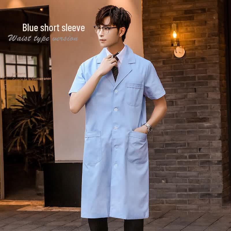 Blue Short-Sleeve Medical Lab Coat S