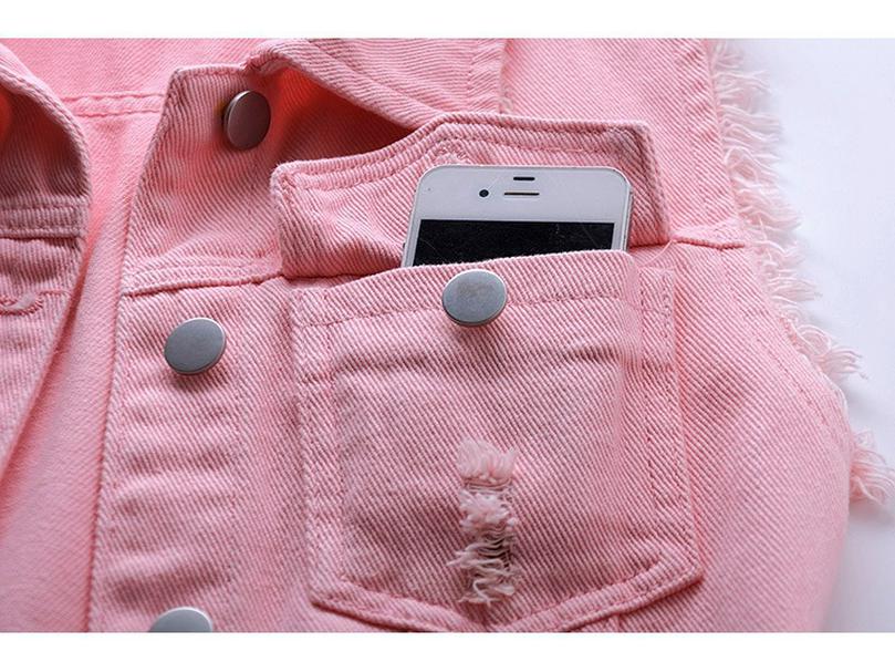 Damen Kurze Ärmellose Slim Denim Weste - Einfarbige Weste Strickjacke