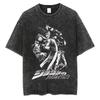 Vintage Washed TShirt Men Summer Hip Hop Streetwear T-shirt JoJo Bizarre Adventure Anime Print Cotton Casual Short Sleeve T-shirt Daily Wear Cool Top