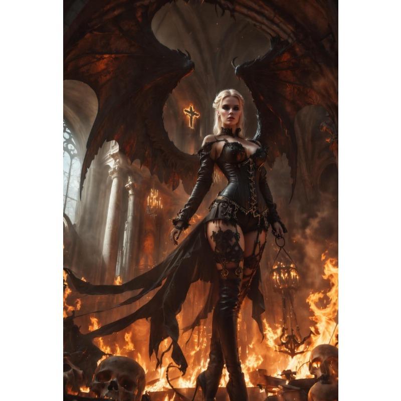 

Modern Nordic Female Art Lady Knight Dark Demon Retro Posters Prints Canvas Painting Wall Art Picture Living Room Home Decor 21cm×30cm NoFrame