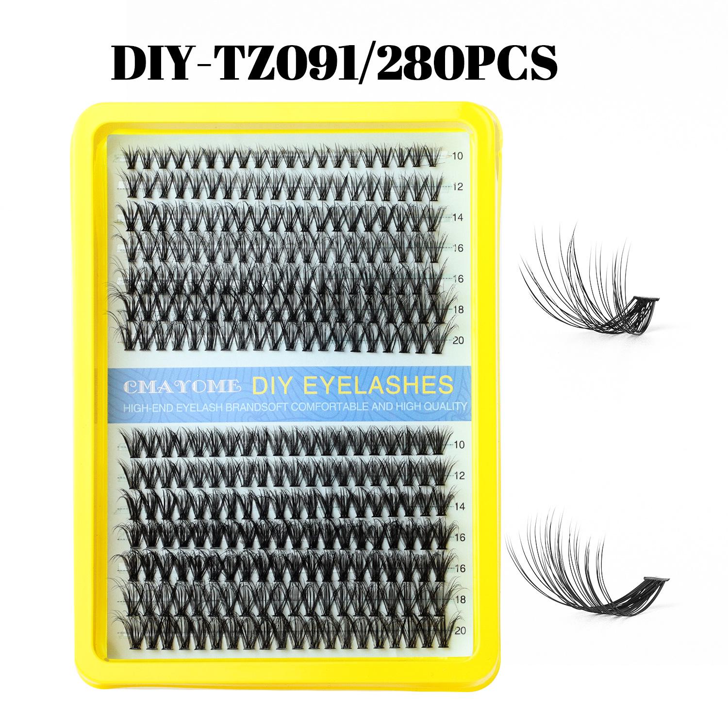 280 Large DIY Segmented Cluster False Eyelashes - Dense D Curl, Voluminous & Soft