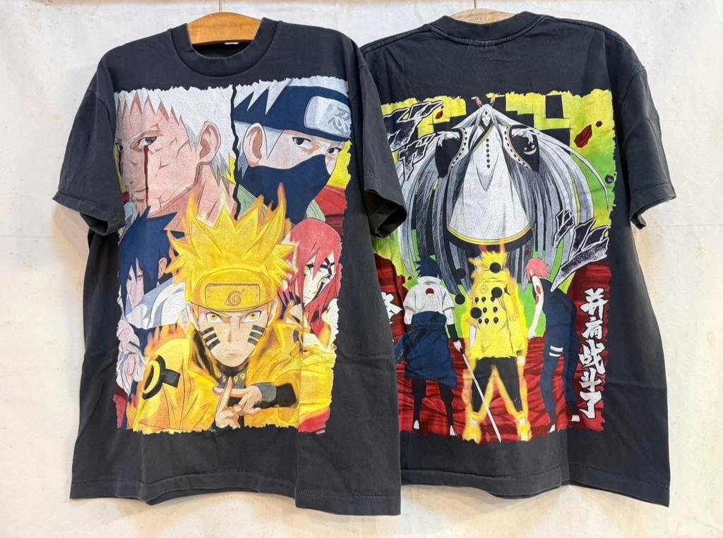 Vintage Naruto Uzumaki 90s Anime Japan AOP Graphic Black Sz.L REPRINT Unisex T-Shirt