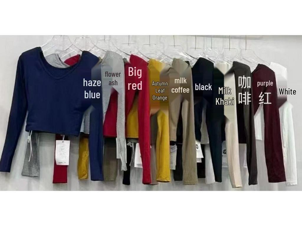 Black Spicy Girl V-neck Long Sleeve Shoulder Pad Top - Slim Fit Summer Innerwear