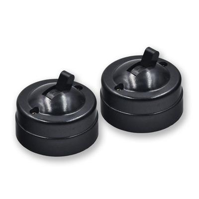 Black Round Single Control Old Style Wall Switch Inverted Plate Vintage Bedside Toggle Switch Panel 1A250V