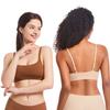 Damen Dünne BH-Abdeckung Ohne Bügel Elastisch Weich Rundhals Fixierte Cups Tanktop BH-Abdeckung