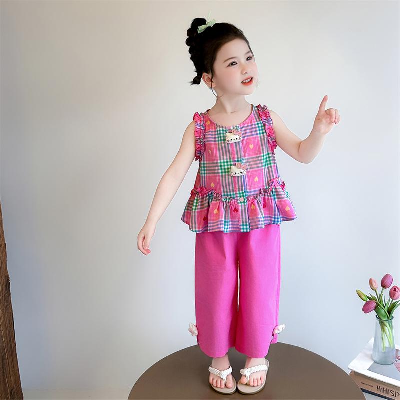 Girls' Thin Vest Set for Summer 2026 New Style Baby Stylish Summer Clothing Children's Casual Two-piece Set