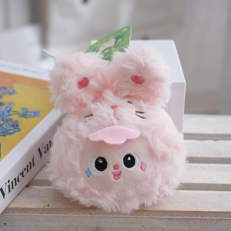 Rabbit Three Baby Cartoon Coin Purse Plush Keychain Pendant For Kids Teens And