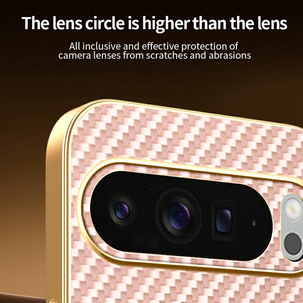 For Google Pixel 10 Pro XL Phone Case Carbon Fiber Textured Electroplated TPU Back Cover