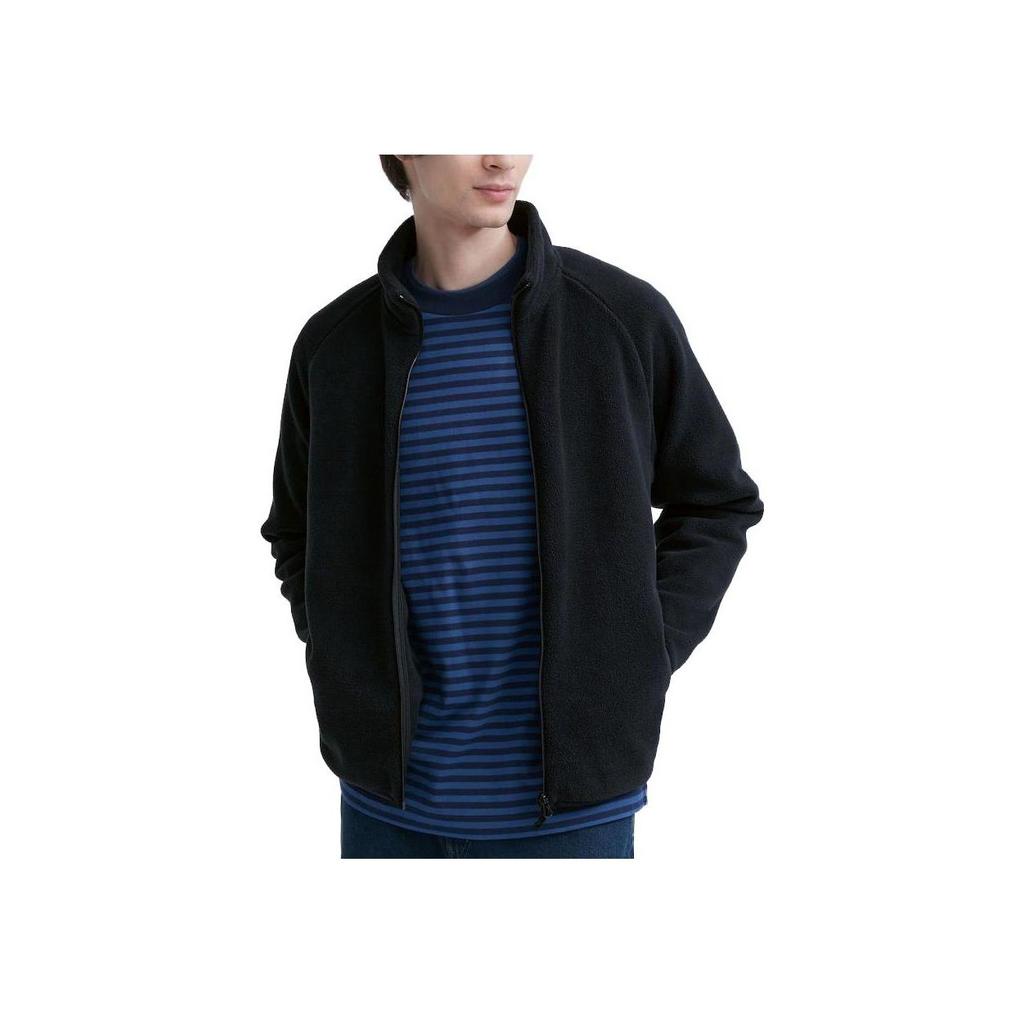 UNIQLO Fleece Series Stand Collar Zipper Solid Color Plush Jacket Unisex jackets Black 460328-09