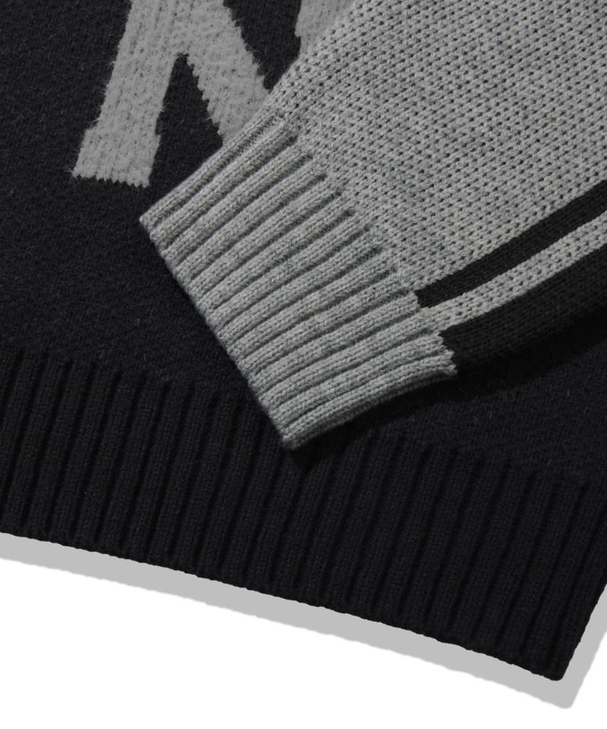 TRILLION Washable Raglan Hairy Graphic Track Knit_Black