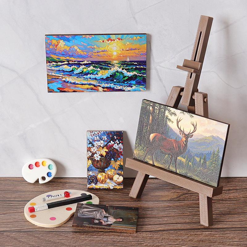 Mini Dollhouse Painting Easel and Palette Ornament - DIY Decorative Scene Accessories