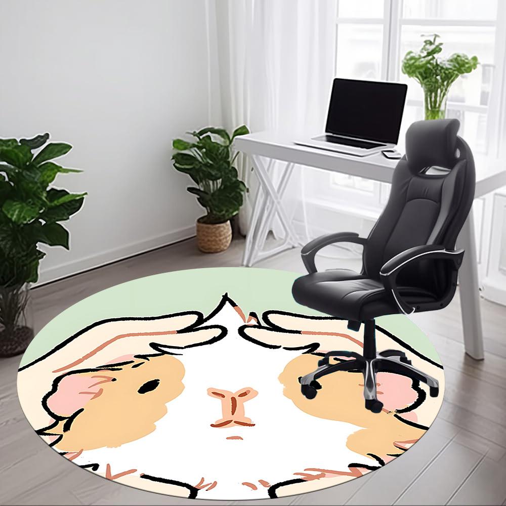 1pc Hamster Office Round Rug, Non-slip, Soft and Durable Office Rug for Interior Decoration, Perfect for Office, Beautiful Decoration yy260323026