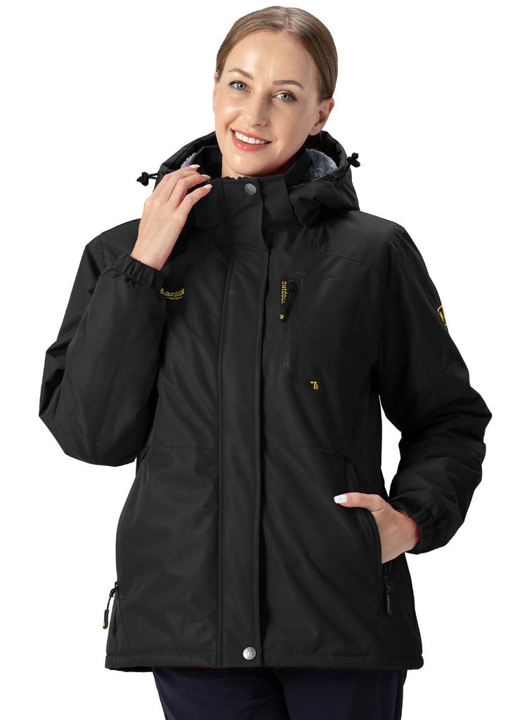YSENTO Winter Jacket with Fleece Stand and Detachable and Warm for and Motorcycle Size 4XL Women's Lining, Collar, Hood, Windproof, Water-Repellent,