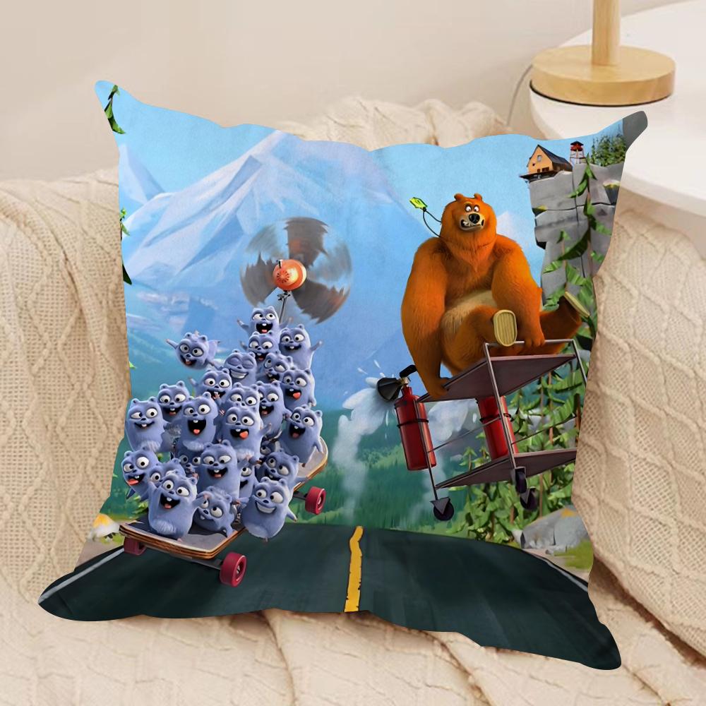 Federa Cuscino G-Grizzly e L-Lemming Peluche Corto Setoso Stampata su Entrambi i Lati Federa per Cuscino per Divano Tutte le Stagioni Decorazione Casa Regalo