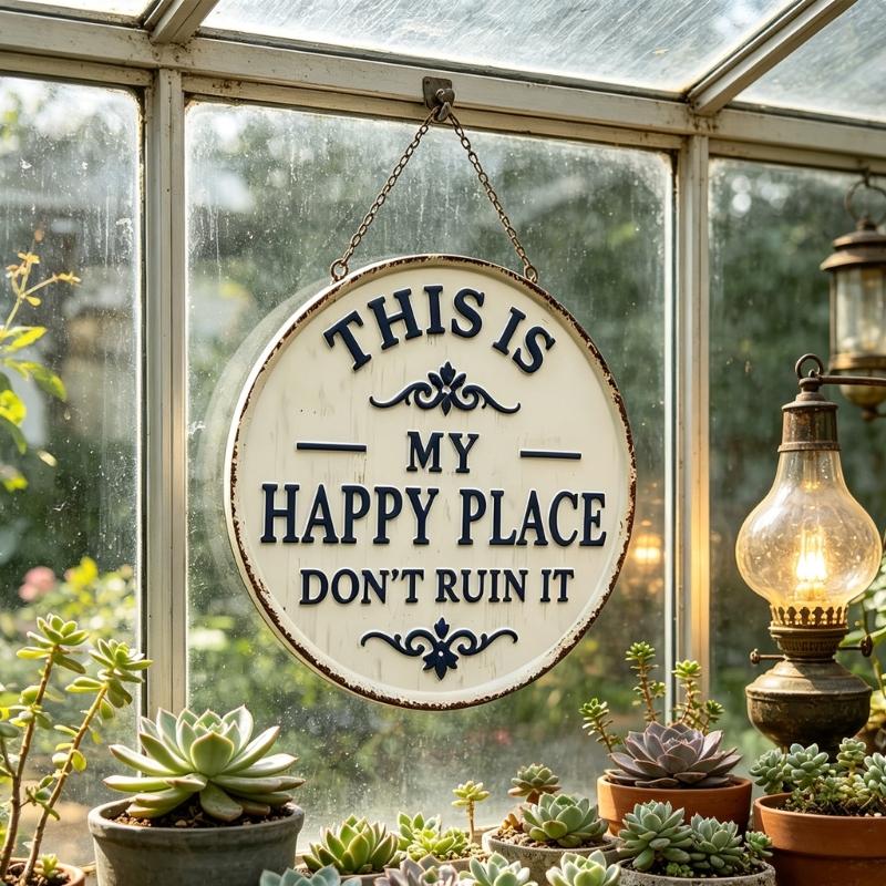 Funny Home Metal Wall Hanging Plaque This Is My Happy Place Do Not Ruin It Garden Fence Door Sign For Farmhouses Decors