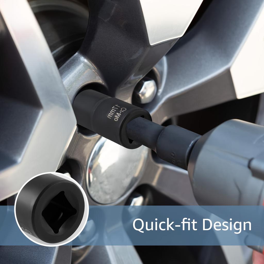 5Pcs Impact Bolt & Nut Remover Set - Chrome Vanadium Steel Lug Extractor with Twist Socket Design - Effortlessly Remove Stripped & Damaged Fasteners