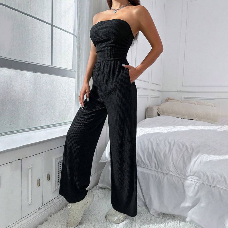 2025 European and American Sexy Sexy Tube Top Jumpsuit Women's Summer New Arrival Silm Slim Looking Easiest for Match Casual Wide-Leg Trousers