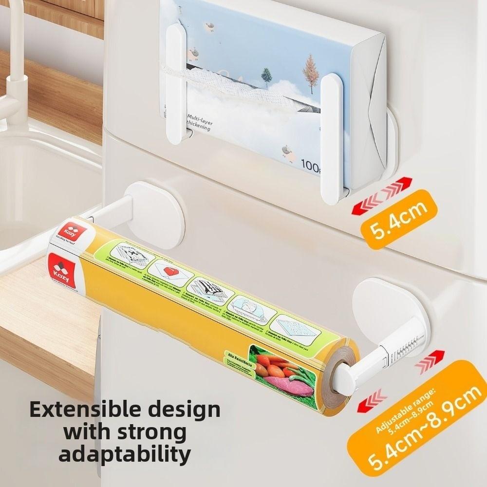 2Pcs Stretchable Cling Film Storage Rack Magnetic Hat Storage Holder Roll Paper Hanger Dorm