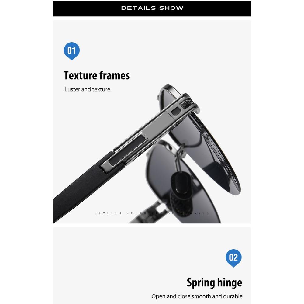 aoron Polarized Men's Large Frame Borderless Sunglasses Fashion Metal Sunglasses Glasses