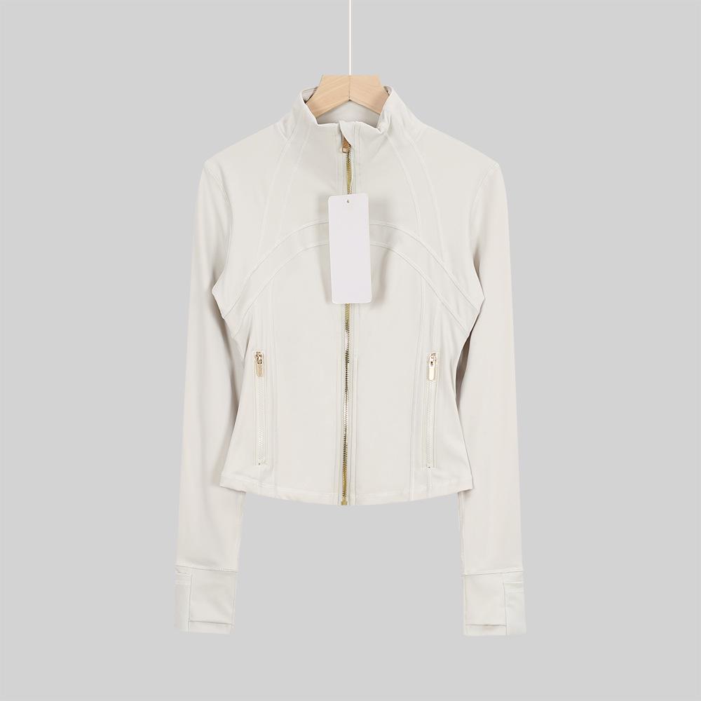 LULULACIE Women's Gold Zipper Stand-up Collar Slim Fit Sports Jacket