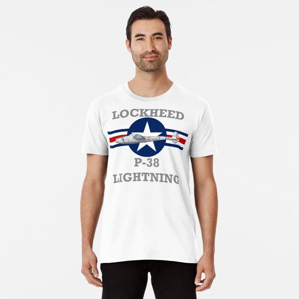 

WWII US Air Force P38 Lightning Fighter Aircraft T Shirt 100 Cotton Short Sleeve ONeck Casual Tshirts New Size S3XL S