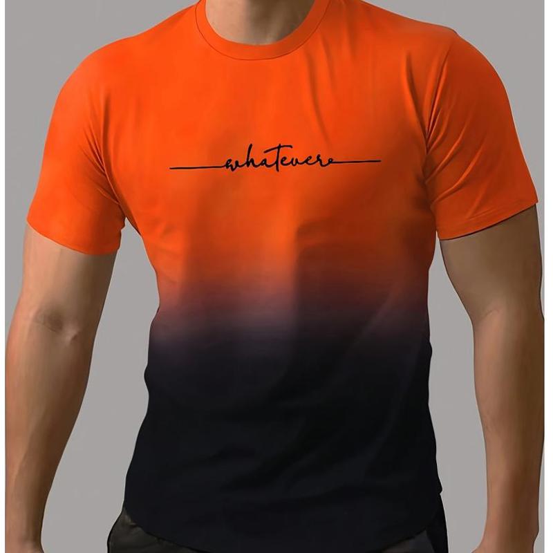 New Summer Men's Fashion T-shirt Personality Gradient Handsome Printed Men's T-shirt Top