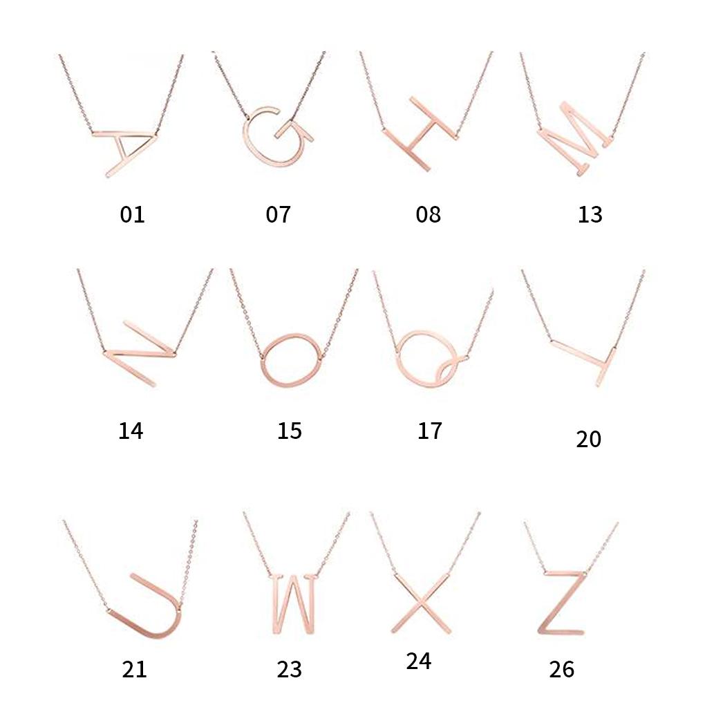 Alphabet Necklace Rose Plated Initial Letter Alphabet A - Z Choker Pendant