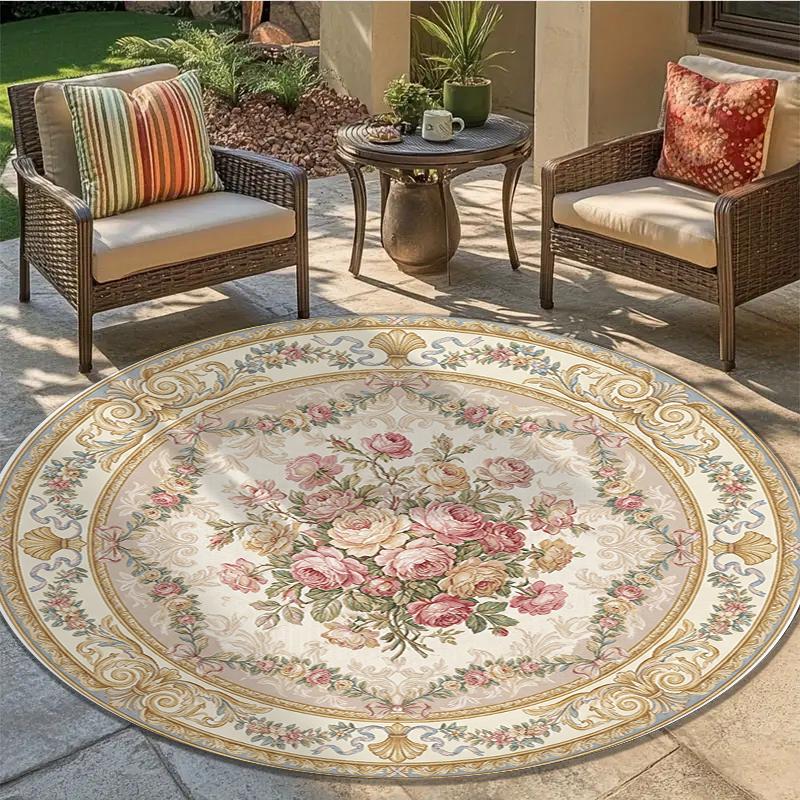 Rose Gorgeous Round Area Rug,Carpet Rug for Living Room Bedroom Sofa Playroom Decor,Non-slip Floor Mat64