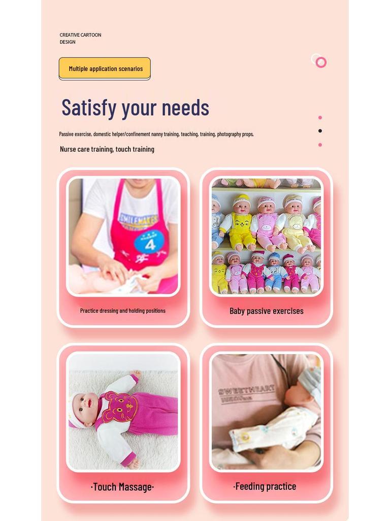 Infant Caregiver Training Simulation Doll: Vinyl Baby Model with Teaching Aids