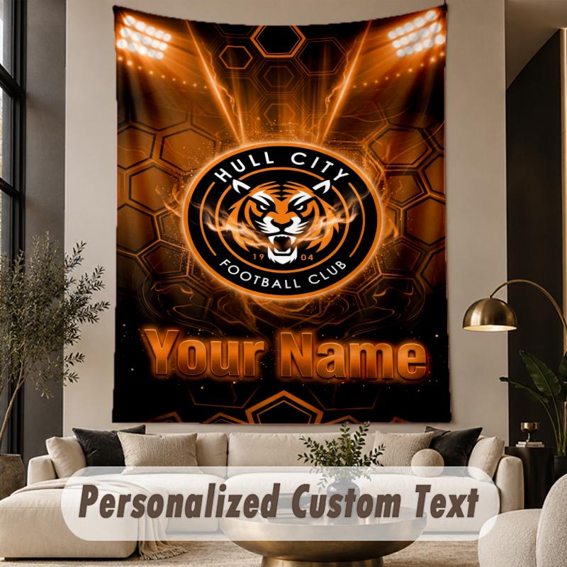 Custom Text Tapestry Hull City Print Wall Tapestry Indoor Living Room Wall Decor
