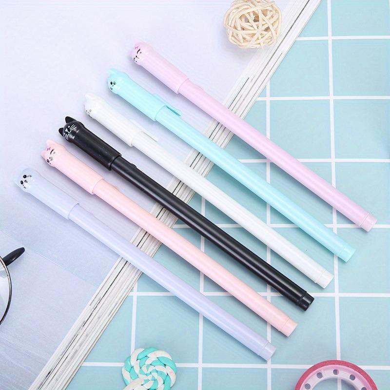 10Pcs Random Cute Cat Gel Pen Kawaii Neutral Pen 0.5mm Black Gel Ink Pens Office Supplies Gift