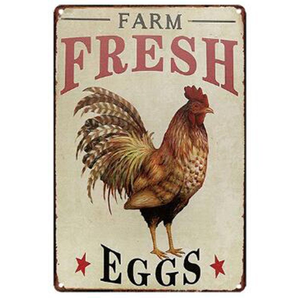 Farm Fresh Eggs Metal Tinplate Sign Poster Chicken Egg Shabby Chic Tin Signs Metal Plate 20x30cm