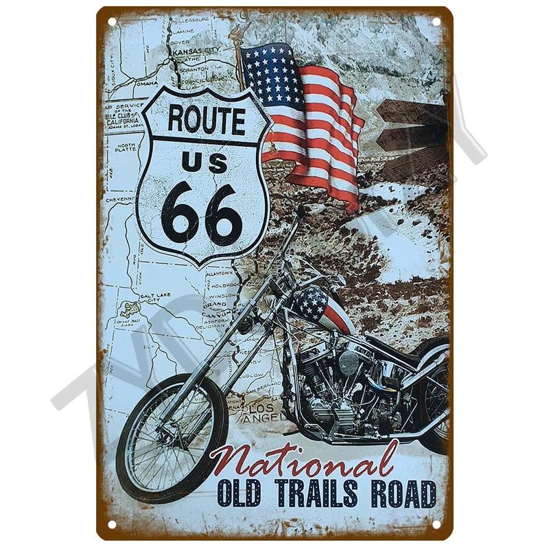 Route 66 Metal Sign House Plaque Metal Poster Tin Sign Plate Wall Posters Vintage Retro Aesthetic Room Decor Wall Art Decoration