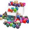 49-teiliges polyedrisches Würfelset mit 7 schwarzen Kordelzugbeuteln, 7 komplette Sätze D4 D6 D8 D10 D% D12 D20 für DND RPG ZSY