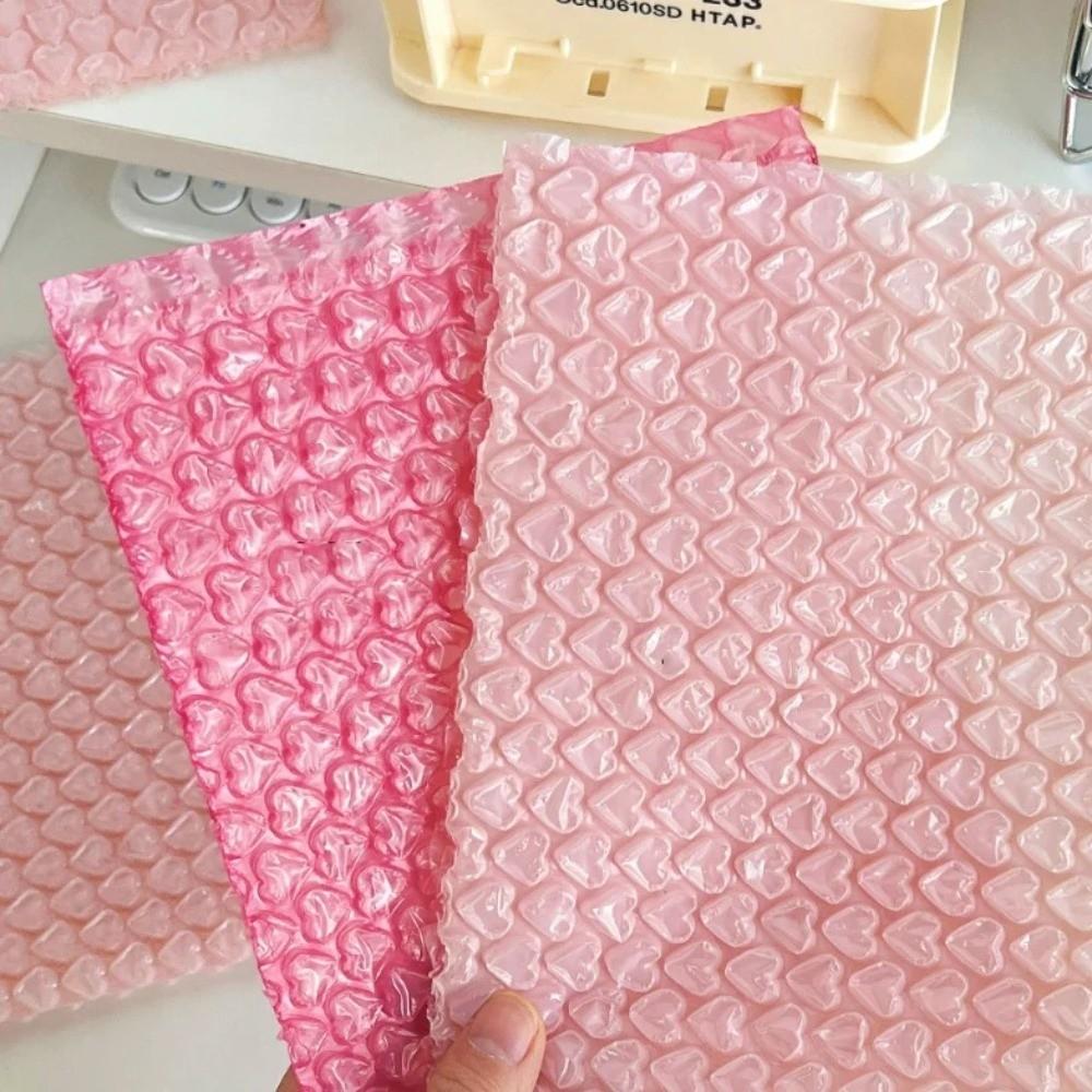 New Pink Heart Bubble Bag Shockproof PE Self-Seal Packaging Foldable Small Card Sleeve Bubble Film Packaging Supplies
