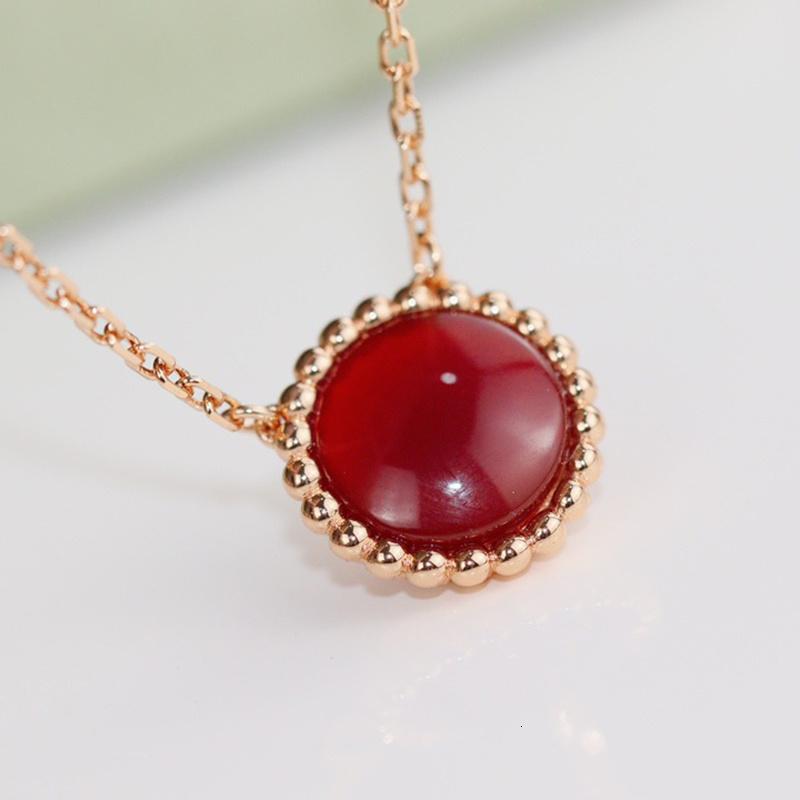 Top Brand Pure 925 Sterling Silver Jewelry For Women Green Beads Pendants Carnelian Necklace Pink Gold Luxcy Malachite Charms