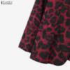 ZANZEA Women Leopard Print Cardigan Blazer and Pants Casual Two Piece Suit Sets