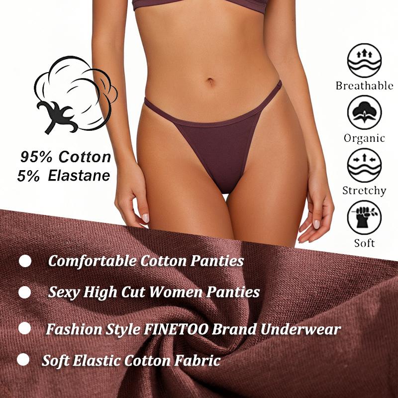 FINETOO 5 ks/Sada Dámské Tanga Bavlněný Rozkrok Kalhotky Nízký Pas G-String Sexy Neviditelné T-back Kalhotky Prodyšné Bezešvé Spodní Prádlo