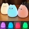 LED Drăguț Noapte Pisică Silicon Animal Lumină Senzor tactil Colorat Copii Cadou de vacanță Dormit Creativ Dormitor Lumini de casă